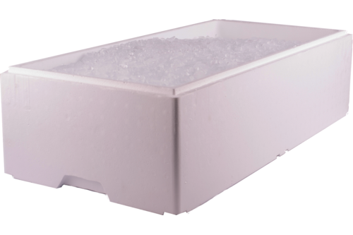 Polystraan box with ice
